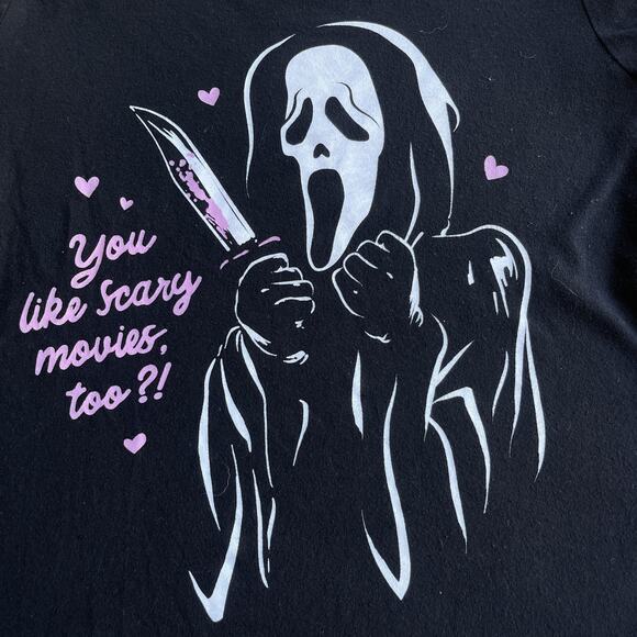 Ghost Face Shirt Womens Small Black You Like Scary Movies Too Scream Horror Tee - Picture 3 of 9